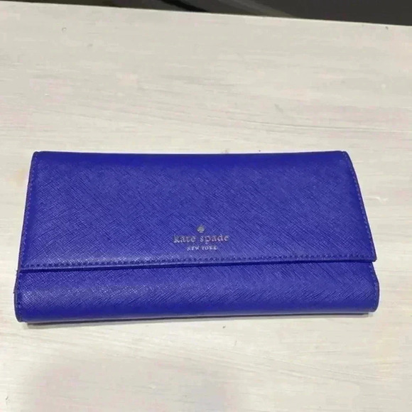Kate Spade blue tri fold wallet - Picture 1 of 16